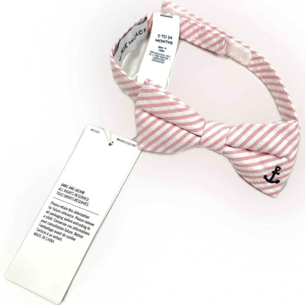 Janie and Jack Pink Striped Bow Tie-New
